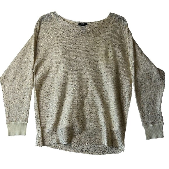 Alfani Petite Women’s S Knit Sequin Shimmer Artsy Cream Gold Built In Tank *Snag - Picture 1 of 9